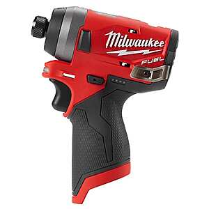 Milwaukee M12 FUEL 12V Lithium-Ion Brushless Cordless 1/4 in. Hex Impact Driver (Tool-Only) 2553-20 Plus an M12 6.0Ah Battery pack- $99