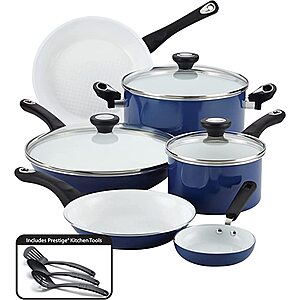 12-Pc Farberware Ceramic Nonstick Cookware Set (Blue) $55 + Free Shipping