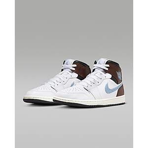 Nike Men's Air Jordan 1 Mid Shoes (White/Sail or White/Red) $76 + Free Shipping