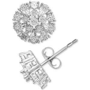 Macy's Diamond Flower Burst Sterling Silver Stud Earrings (1/10 ct. t.w.) $34 + Free Shipping