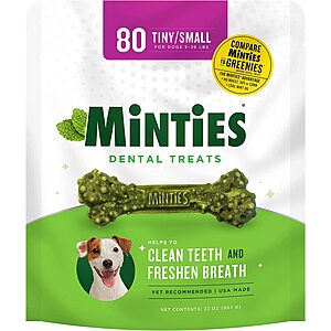 New Chewy Customers: Minties VetIQ Dog Dental Treats: 80-Ct (Small) or 40-Ct (Medium/Large) 3 for $24.03 ($8.01 each) w/ Autoship + Free Shipping