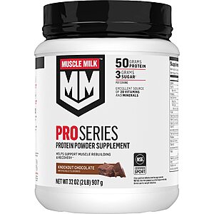 2-Lbs Muscle Milk Pro Series Protein Powder Supplement (Knockout Chocolate) $15.95 w/ S&S + Free Shipping w/ Prime or on $35+