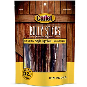 New Chewy Customers: 12-Ounce Cadet Real Beef Bully Sticks Dog Treat $12.15 w/ Autoship + Free Shipping