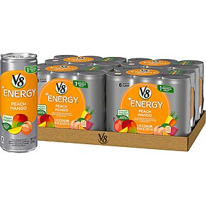 24-Pack 8oz V8 +Energy Drink (Peach Mango) $12 w/ Subscribe & Save