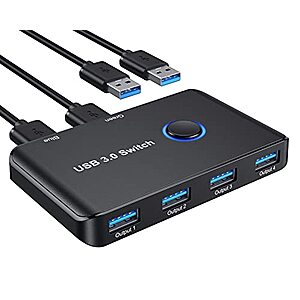 USB 3.0 Switch, ABLEWE USB Switcher 2 Computers Sharing 4 USB Devices KVM Switcher Box for PC, Printer, Scanner, Mouse, Keyboard with 2 Pack USB Cables  $24.99 - $12.99
