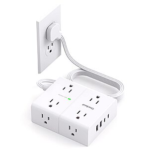 Surge Protector Power Strip, 8 Widely Outlets with 4 USB Charging Ports (2 USB C) Flat Plug Power Strip 5Ft Flat Extension Cord, 1080J Wall Mount Outlet Extender $19.99 - $11.99