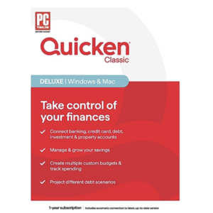 Quicken Classic Deluxe, 1 User, Win/Mac/Android/iOS, Product Key Card - $25.99 after $10 coupon