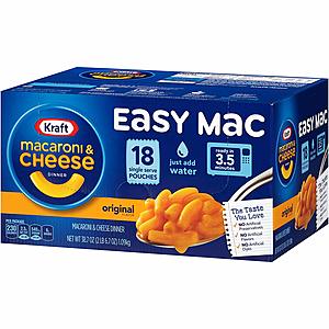18-Pack of Kraft Easy Mac Microwavable Macaroni & Cheese Pouches $5.68 + Free Shipping