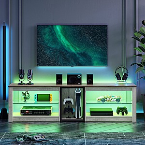 63" Bestier 5-Shelf Entertainment Center w/ LED Lights (Fits Up to 70" TVs) $116 + Free Shipping