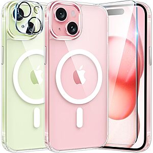 FNTCASE for iPhone 15 Plus Phone Case: Clear Case Military Grade Shockproof Protective Magnetic Cell Phone Cover, Anti Yellowing Scratch-Resistant Drop Proof Phonecase $4.9
