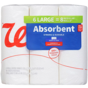 Walgreens Paper Towel about $0.012/sq ft! Less if stacked with Walgreens coupon codes! $3.99