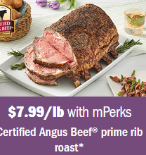 Certified Angus Beef Bone-In Prime Rib Roast $7.99/lb at Meijer w/ mPerks