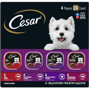 CESAR Adult Wet Dog Food: Beef Recipe, Filet Mignon, Grilled Chicken and Porterhouse Steak Variety Pack, 3.5 oz. Easy Peel Trays (Pack of 48): as low as $32.33