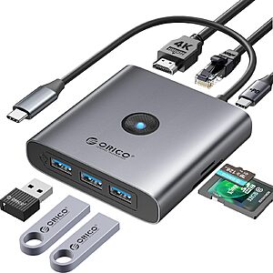 ORICO 8 in 1 USB C Docking Station w/ 4K 60Hz HDMI, 5 Gbps USB-A 3.0, 100W PD, Ethernet & SD Reader $14.40 + Free Shipping w/ Prime or on $35+
