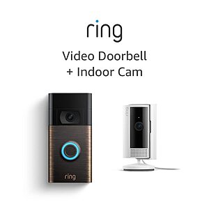 Big Spring Deal - Ring Video Doorbell, Venetian Bronze with All-new Ring Indoor Cam for $79.99