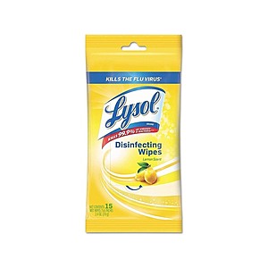 48-Count 15-Sheet Lysol Disinfecting Wipes Travel Size Flatpacks (Lemon Scent) $15 & More + Free Shipping w/ Prime