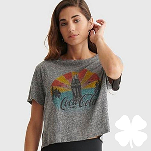 Lucky Brand Women's Coca-Cola Cropped Tee $7, Tie-Dyed AC/DC Tee $8, Twist-Front T Dress $12, Drew Mom Jeans $23 at Macy's Free Store Pickup