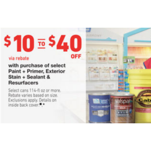 Lowe's: Today is Last Day for Paint + Stain Rebate Event: $10 off to $40 off Primer, Exterior Stain + Sealant, Resurfacers (8/23 - 09/5/18)