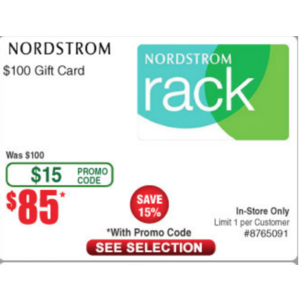 Fry's (In Store Only): $50 Steam Gift Card for $40, $100 Nordstrom Rack Gift Card for $85