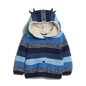 Gap Factory: Baby Sweater w/ Sherpa-Lined Hoodie $10.48, Bear Sherpa-Lined Garter Cardigan $10.48, Disney Garter Cardigan Hoodie $13.28 &More + Free S/H