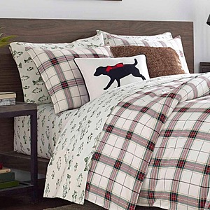 Eddie Bauer Reversible Comforter Sets: 2-Pc Riverdale Red Plaid, Twin $52.50 & More + Free Shipping