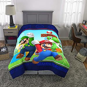 Nintendo Mario Kids Bedding Super Soft Microfiber Comforter, Twin Size 64” x 86” - $15.47