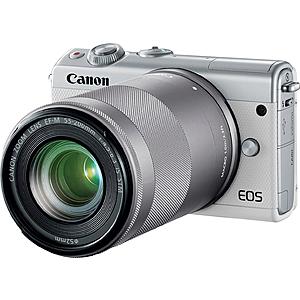 Canon - EOS M100 Mirrorless Camera Two Lens Kit with EF-M 15-45mm and 55-200mm IS STM Zoom Lenses - White - BestBuy $399.99