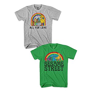 2-Pack Boy's Graphic T-Shirts: PlayStation or Sesame Street $5