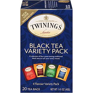 Twinings of London Variety Black Tea Bags, 20 Count (Pack of 6) (YMMV 15%SS) - $12.95