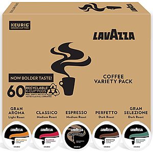 60-Count Lavazza Single-Serve K-Cup Coffee for Keurig (Variety Pack) $15.40 w/ Subscribe & Save & More