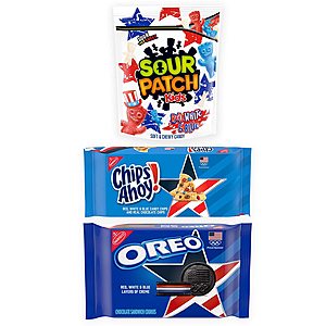 Team USA OREO Chocolate Sandwich Cookies, Team USA CHIPS AHOY! Chocolate Chip Cookies & Red, White & Blue SOUR PATCH KIDS Sweet & Sour Variety Pack, 3 Packs $7.5