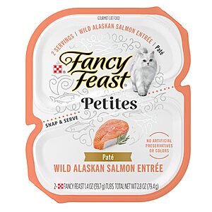 Select Amazon Accounts: 12-Pack 2.8oz. Purina Fancy Feast Petite Gravy Wet Cat Food (Alaskan Salmon) w/ S&S $7.20 ($0.60 each) + Free Shipping w/ Prime or on $35+