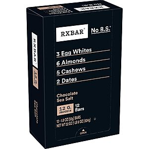 12-Pack 1.83-Oz. RXBAR Protein Bars (Chocolate Sea Salt) $15.45 ($1.29 each) + Free Shipping w/ Prime or on $35+