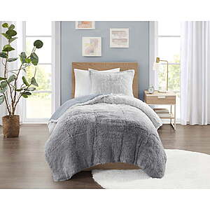 Select Walmart Stores: 3-Piece Mainstays Shaggy Faux Fur Comforter Bed Set (Gray): Full/Queen $27.20, Twin/Twin XL $30 (YMMV) + Free S&H w/ Walmart+ or $35+