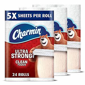 24-Ct Charmin Family Mega Toilet Paper Rolls (Ultra Strong) $26.95 & More w/ S&S + Free S/H