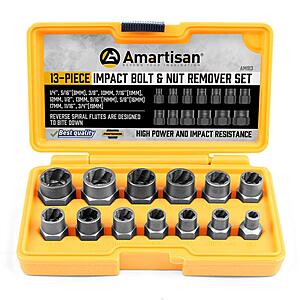 Amartisan Impact Bolt Extractor Tool, 13PC Bolt Nut Removal Extractor Socket Tool Set. - $24.99