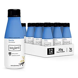 Soylent (Vanilla) Meal Replacement Shake, 14oz, 12 Pack - $31.92 or less with coupon