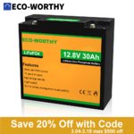 Eco-Worthy LiFePO4 Batteries: 12V 50Ah Battery $96, 12V 30Ah Battery $63.85 & More + Free S/H