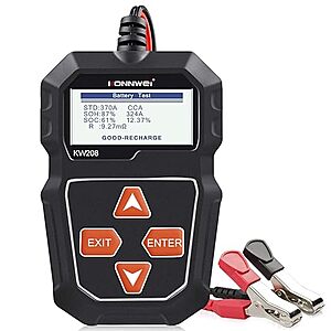 KONNWEI KW208 12V Car Battery Tester 100-2000 CCA Load - $13.19 AC & Lightning Deal