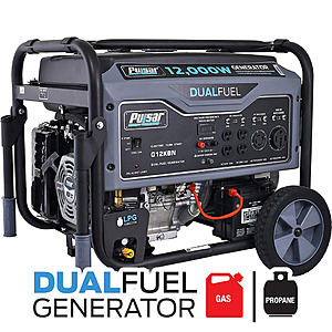 Pulsar 12,000W Dual Fuel Portable Generator in Space Gray with Electric Start, G12KBN - $799.99