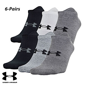 Under Armour Socks: 6 Pairs Essential Lite No-Show Socks (L) $11.50 + Free Shipping