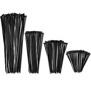 400-Count Black Cable Zip Ties Assortment (4", 6", 8", 12") $4 + Free Shipping