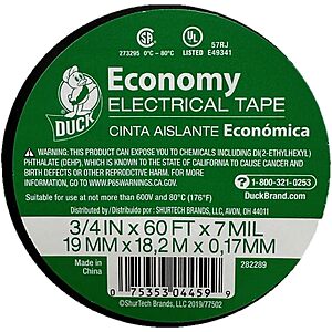 60' Duck Brand Auto Electrical Tape (Black) $1.23 + Free Shipping w/ Prime or on $35+