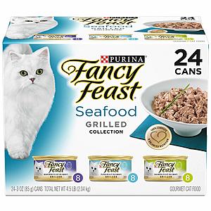 24-Ct 3oz Purina Fancy Feast Wet Canned Cat Food (Seafood Grilled Collection) $8.20 w/ S&S + Free S&H