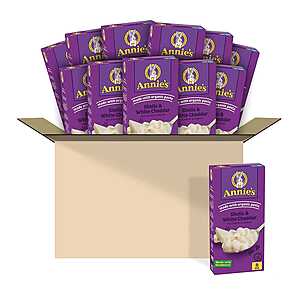 12-Pack 6-Oz Annie's Macaroni & Cheese Shells (White Cheddar) $11.35 w/ Subscribe & Save