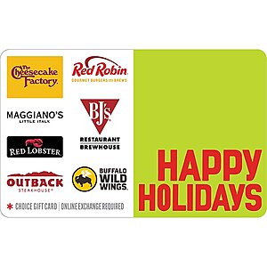 $50 Happy Holidays Swap Gift Card (Outback Steakhouse, Buffalo Wild Wings & More) $42.50 (Email Delivery)