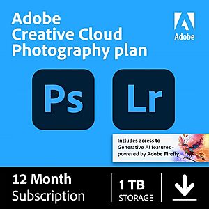 Adobe - Creative Cloud Photography Plan 1TB (1-Year Subscription) - Mac, Windows, iOS [Digital] - Newegg.com $89.99
