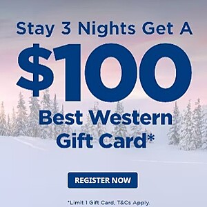 Best Western Hotels: Stay 3 Nights, Get $100 Best Western Gift Card