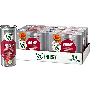 24-Pack 8-Oz V8 +ENERGY Energy Drinks (Strawberry Banana) $12.10 w/ S&S + Free Shipping w/ Prime or on $35+