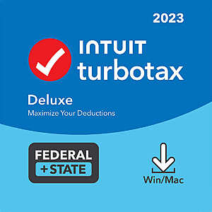 TurboTax Deluxe 2023 Federal E-file + State Download for PC/Mac, Includes $10 Credit In-Product $45